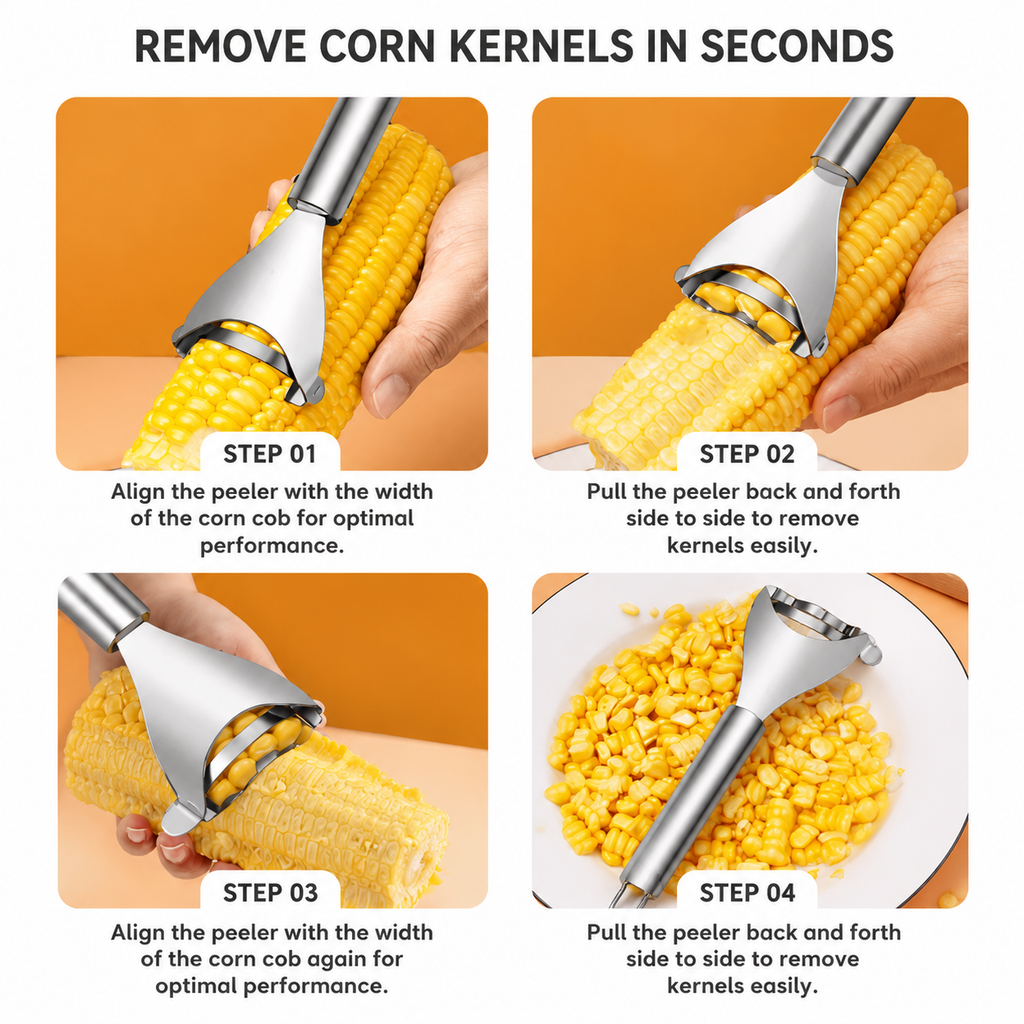 Stainless Steel Corn Peeler Tool for Easy Kernel Removal