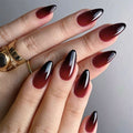 Red Ombre Press-On Nails – Short Almond Glossy Gradient Nails