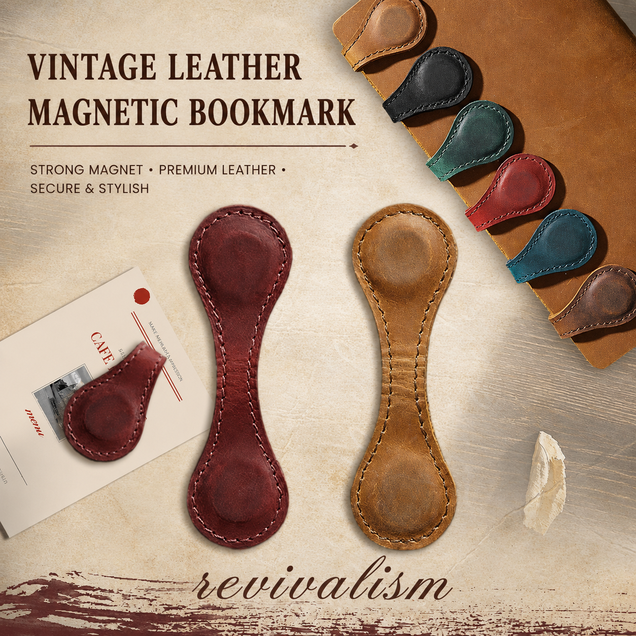 2 Pack Leather Magnetic Bookmarks for Books Journals Planners