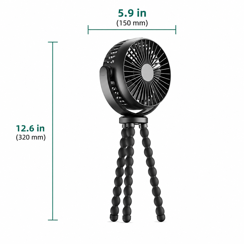 Portable Clip-On Fan with Flexible Tripod Legs for Home Travel Office