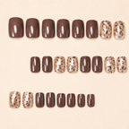 24-Piece Brown Leopard Glitter Medium Square Press-On Nails