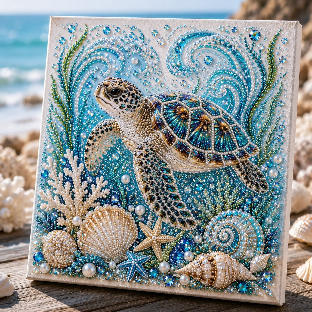 Ocean Octopus Pearl Diamond Painting DIY Art Kit, 3D Bead Craft