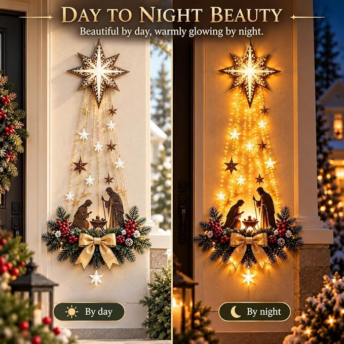Lighted Nativity Christmas Wall Decor with Bethlehem Star