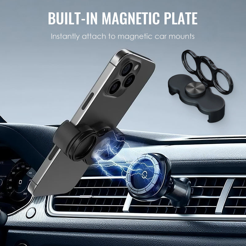 360° Rotating Magnetic Phone Ring Holder with Foldable Grip