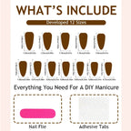 Brown Butterfly Press On Nails – Gold Chrome Medium Almond Design