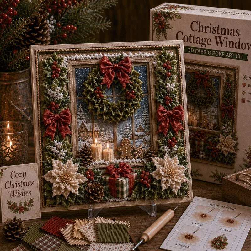 DIY 3D Christmas Fabric Poke Art Kit with Display Stand