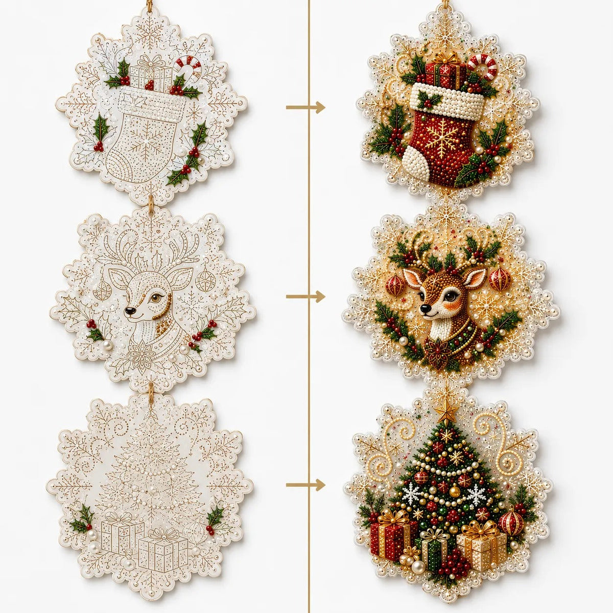 6-Piece Christmas Diamond Painting Ornament Kit