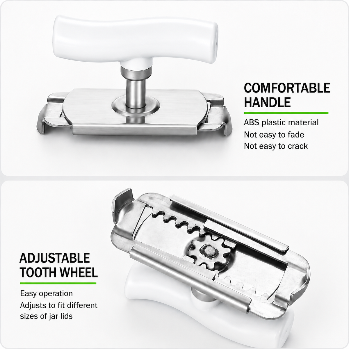 Adjustable Jar Opener with Stainless Steel Grip for Multiple Lid Sizes