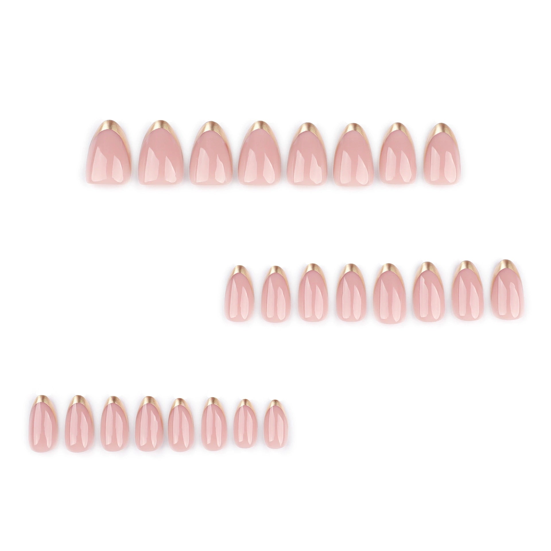 24-Piece Gold French Tip Short Almond Press-On Nails with Glue