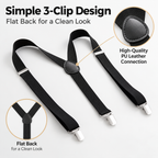 Suspenders for Men - Adjustable Y-Back 3-Clip Suspenders with 1 Inch Straps
