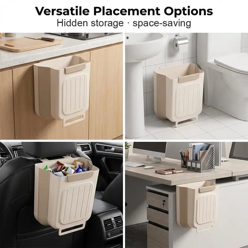 Foldable Hanging Kitchen Trash Can for Cabinet Doors