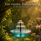 Solar Hanging Bird Bath Fountain with Two-Tier Water Cascade