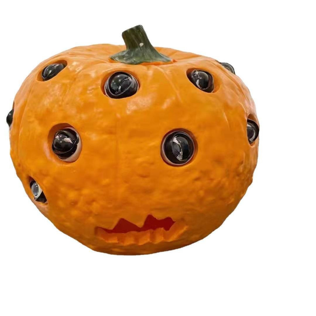 Halloween Resin Pumpkin Decoration with Movable Eyeballs for Indoor & Outdoor
