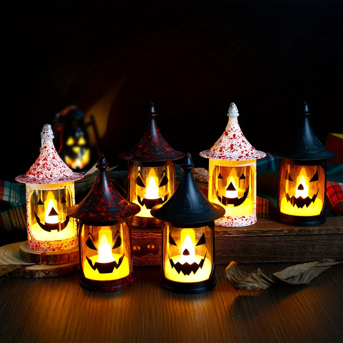 Halloween Pumpkin Light, Witch Hat Lantern LED Tabletop Decor