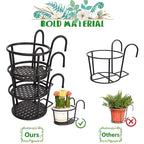Metal Hanging Plant Basket for Balcony Railing and Fence