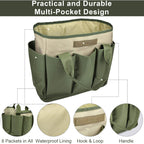 Garden Tool Organizer Tote Bag with Multiple Pockets