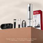 Rechargeable Electric Wine Opener Set with Foil Cutter, Pourer & Stopper