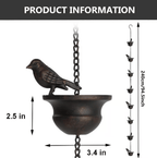 Decorative Bird Rain Chain for Gutters and Outdoor Garden Decor