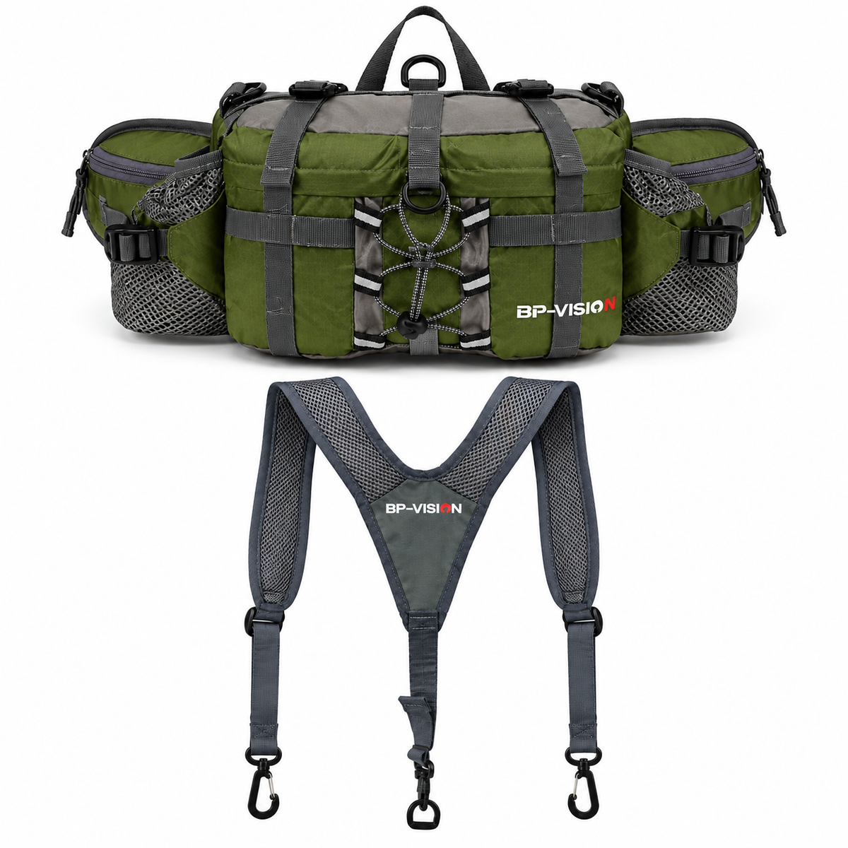 Hiking Waist Pack with Water Bottle Holders, Multi-Pocket Outdoor Waist Bag