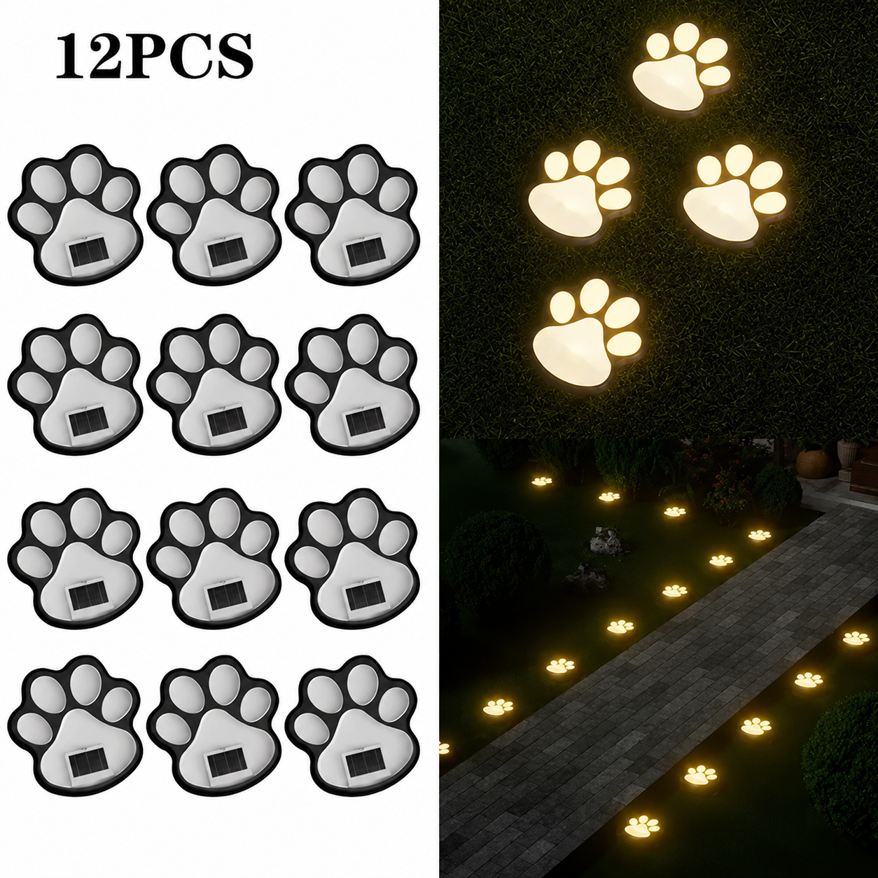 LED Solar Paw Print Light Waterproof for Garden Lawn Patio