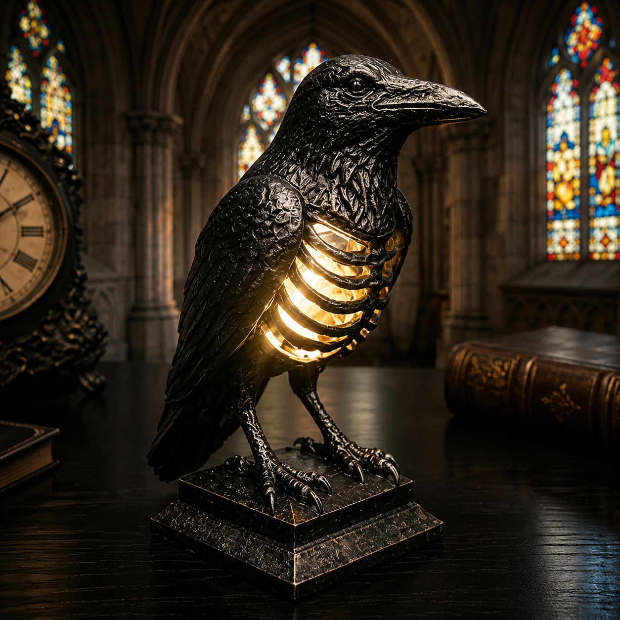 Halloween Bat & Raven LED Light, Gothic Tabletop Decoration