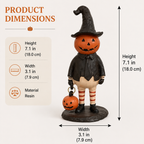 Halloween Figurine, Pumpkin Witch Lantern Statue for Tabletop Decor