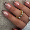 Coffee Brown Shimmer Ombre French Square Press On Nails | 24 Count