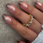 Coffee Brown Shimmer Ombre French Square Press On Nails | 24 Count