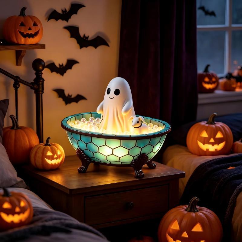 Halloween Ghost Night Light, Resin USB Powered Tabletop Halloween Decor