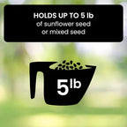 Squirrel proof bird feeder holds up to 5 lb of sunflower seed or mixed bird seed