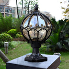 Outdoor Globe Pillar Light, Retro Glass Globe Post Lamp for Garden and Pathway