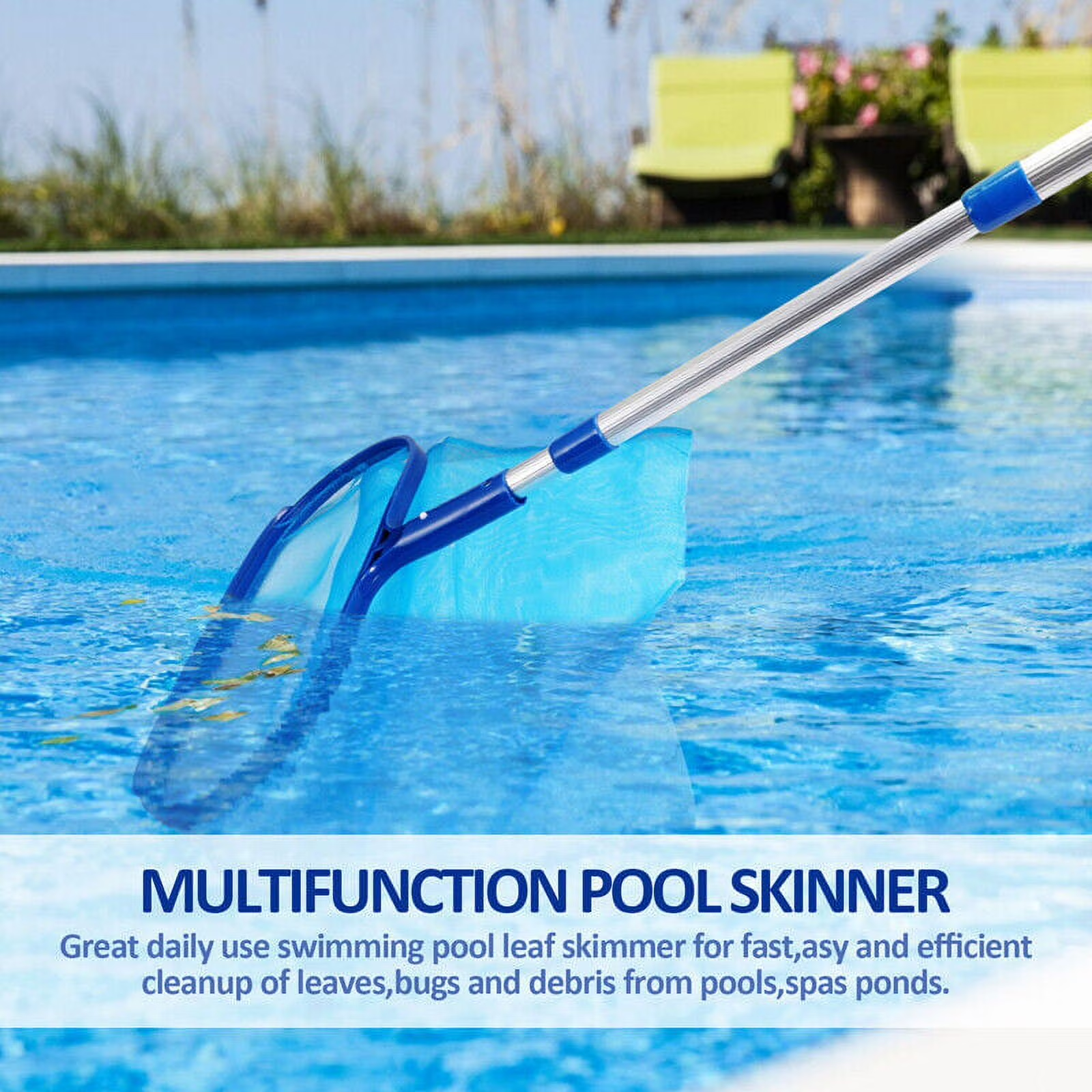 Swimming Pool Rake with Fine Mesh Net & Telescopic Pole