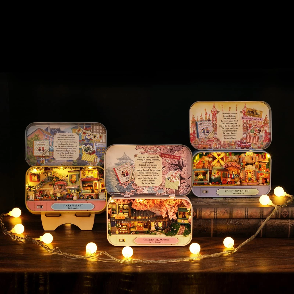 DIY Miniature Market House Kit with Furniture & LED Light