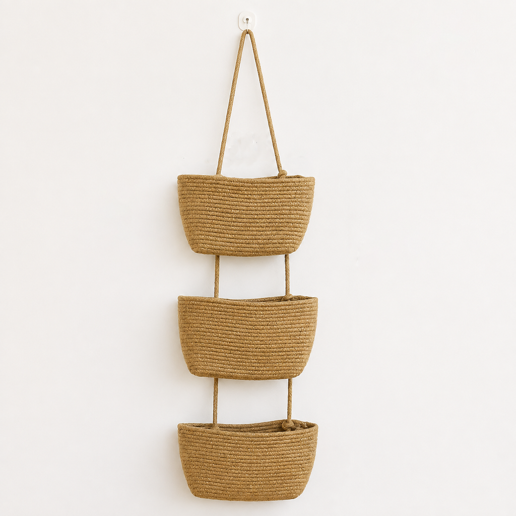 3-Tier Hanging Storage Basket for Door, No Drill Over Door Organizer