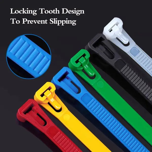 Reusable Nylon Cable Ties 200 Pack Self Locking Zip Ties