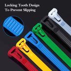 Reusable Nylon Cable Ties 200 Pack Self Locking Zip Ties