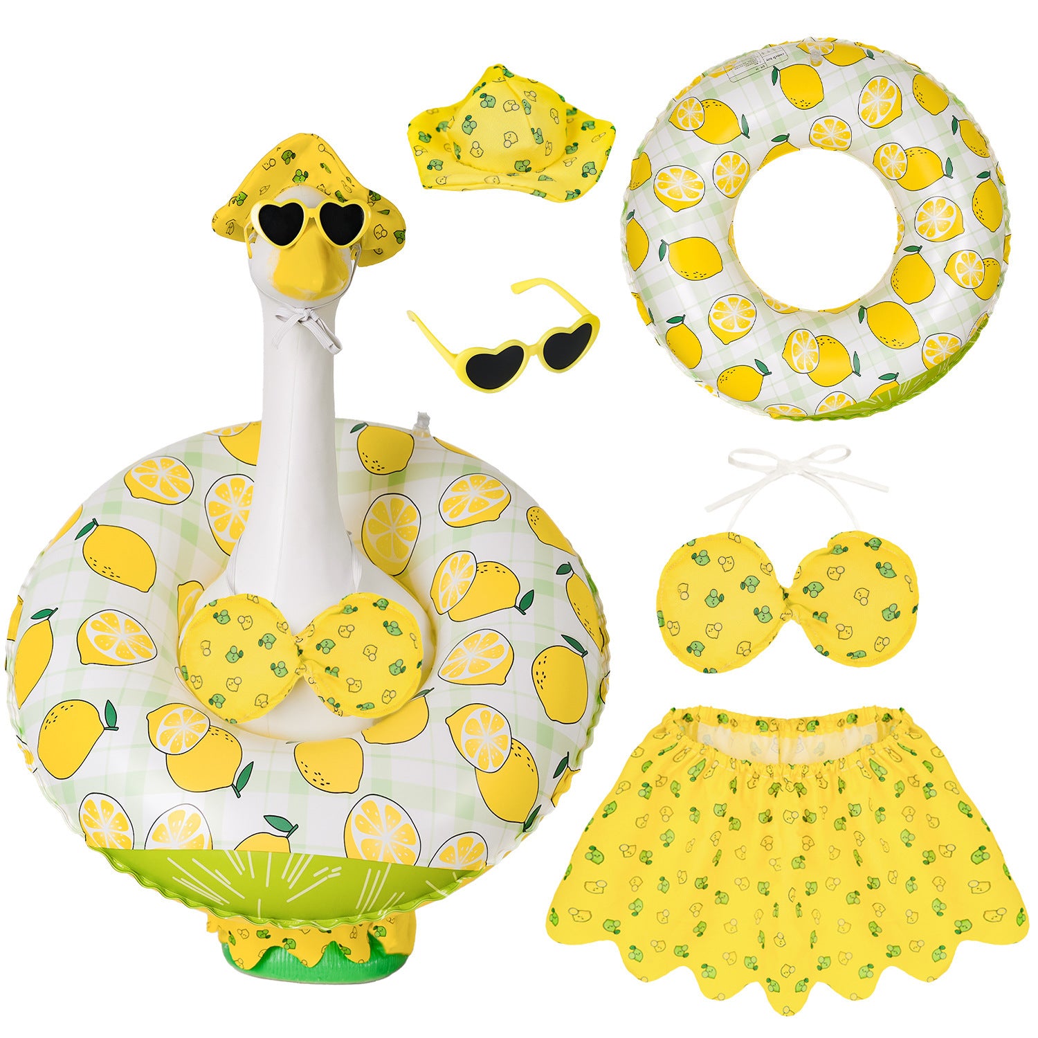 Hawaiian Style Goose Decorative Set with Accessories for Patio Decor