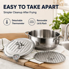 304 Stainless Steel Deep Fryer Pot with Thermometer & Drain Rack