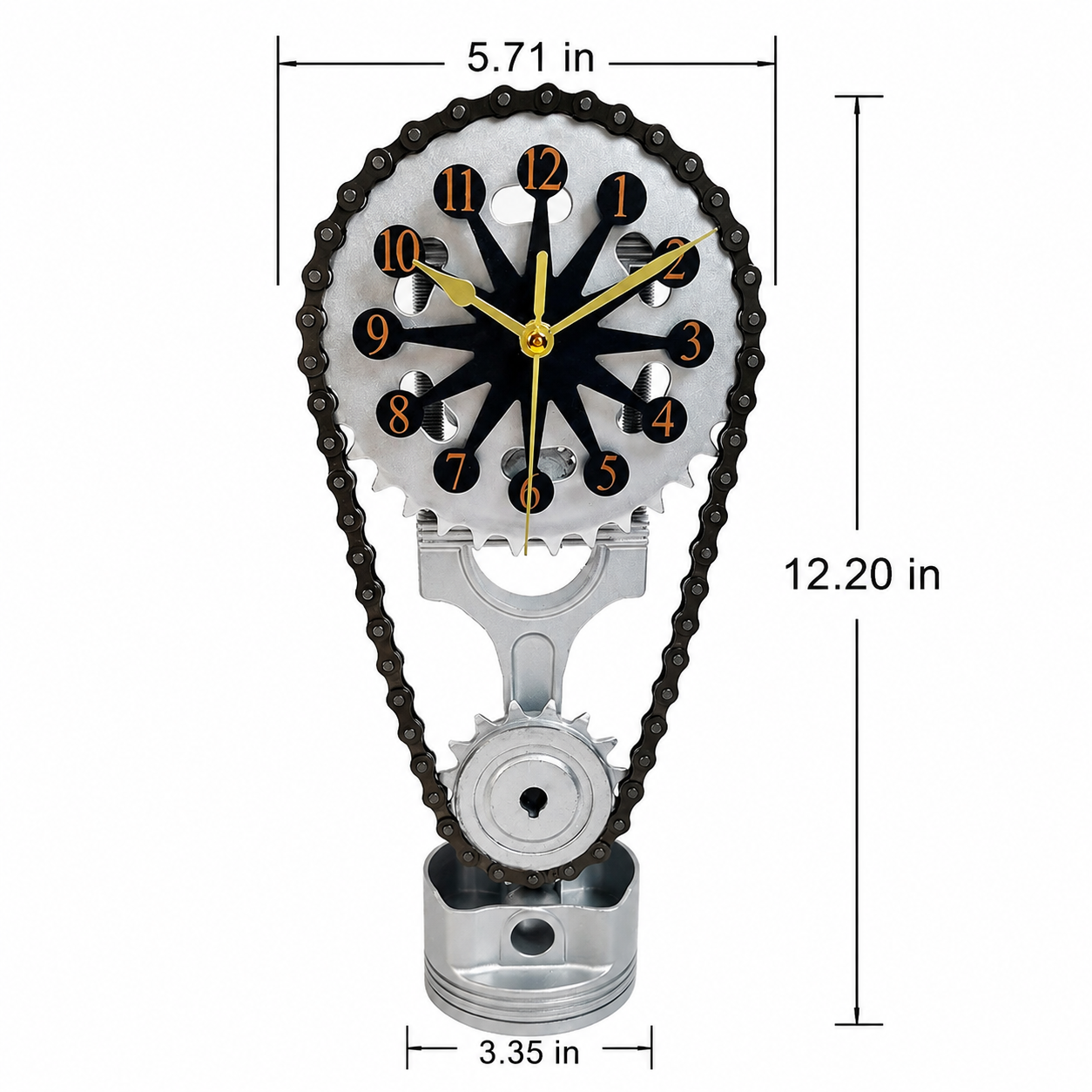 Rotating Gear Clock with Moving Gears, USB Powered Mechanical Tabletop Clock