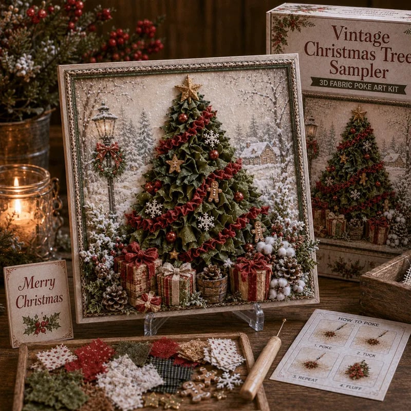 DIY 3D Christmas Fabric Poke Art Kit with Display Stand