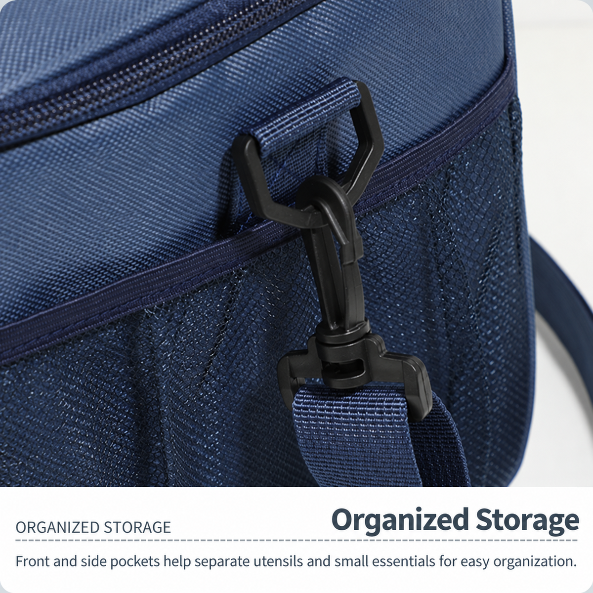 Insulated Lunch Cooler Bag with PEVA Lining & Shoulder Strap