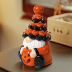 Lighted Halloween Resin Tree, Pumpkin Gnome Tabletop Decor