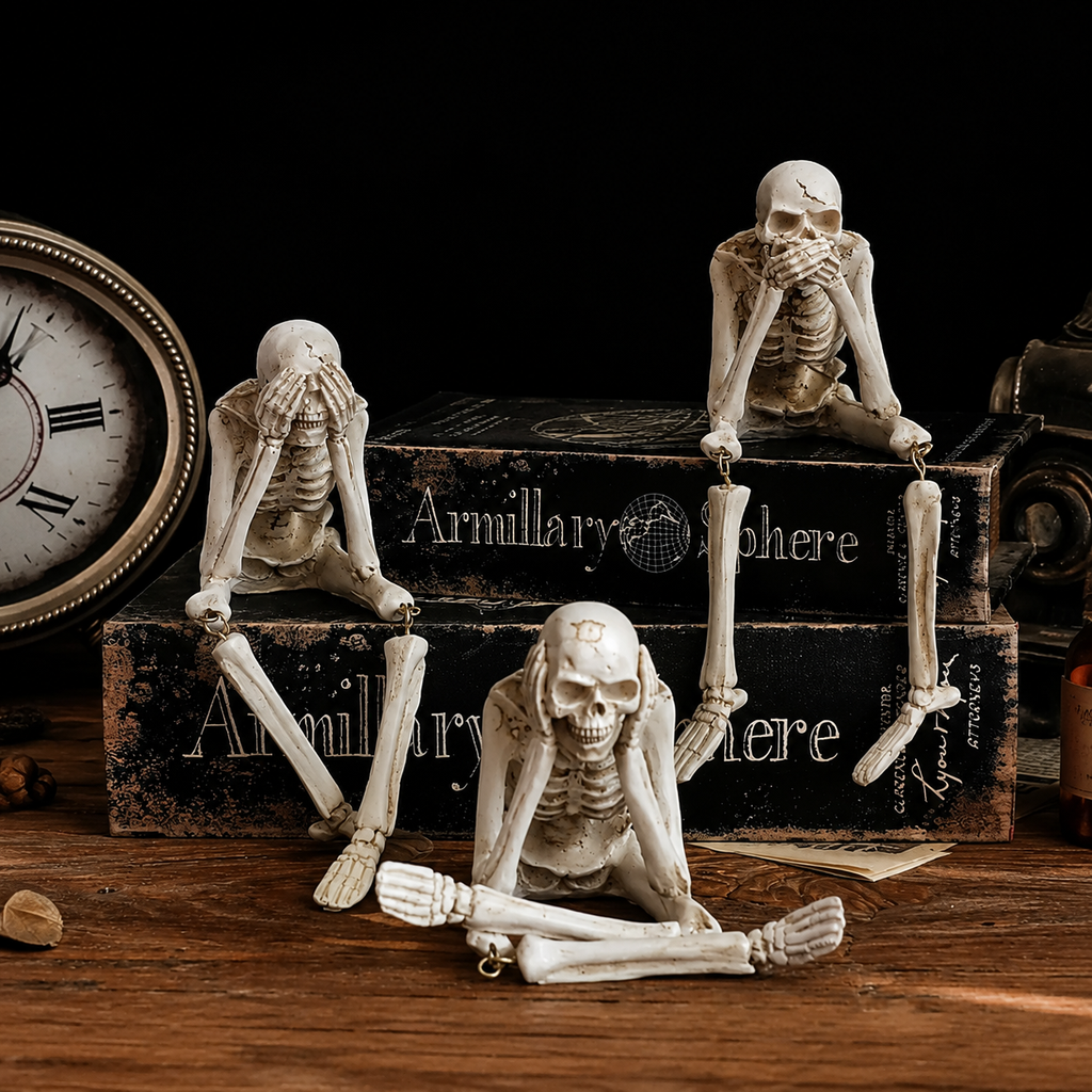 Halloween Skeleton Decor Resin Figurine Shelf Sitter for Tabletop Display