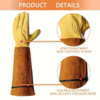 Long Protective Garden Gloves for Roses Pruning and Yard Work
