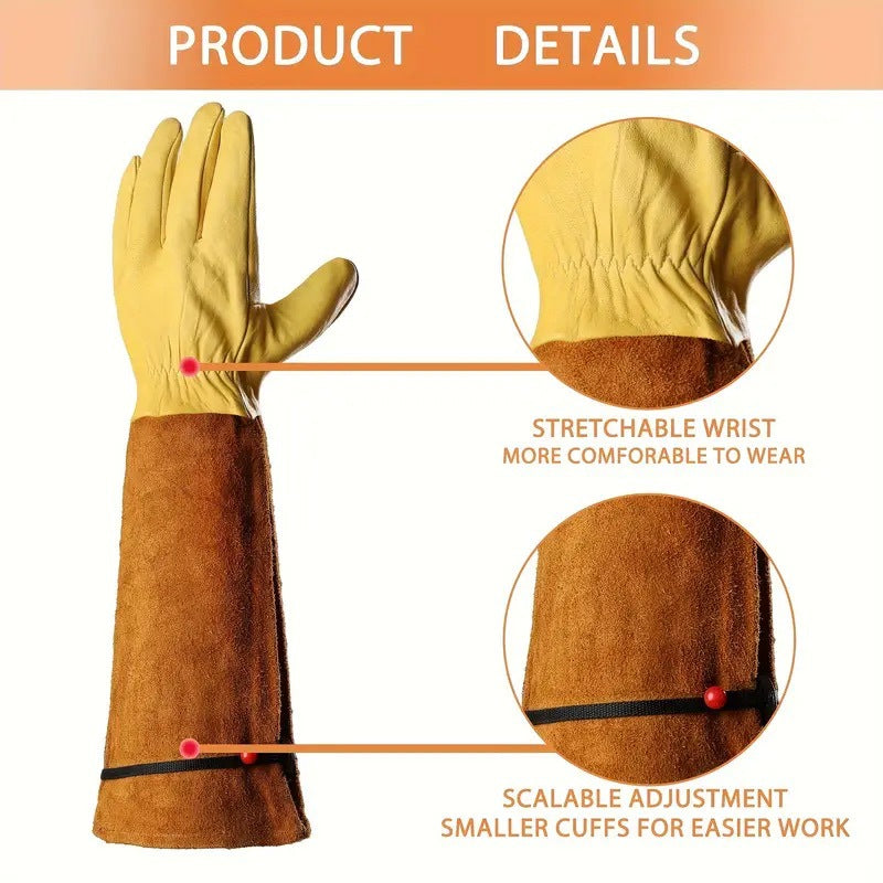 Long Protective Garden Gloves for Roses Pruning and Yard Work