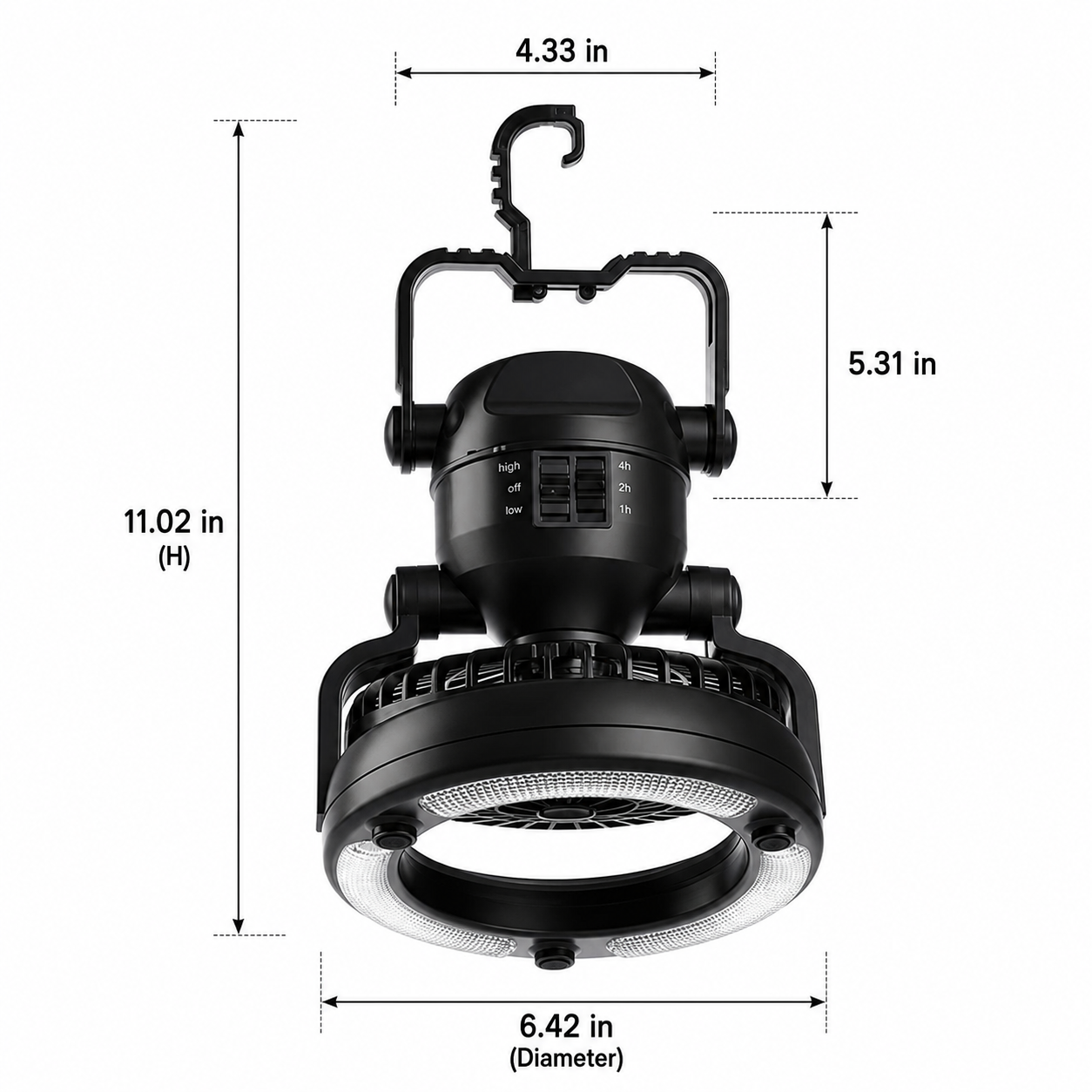 Portable Camping Fan with LED Light | Battery Powered Outdoor Fan