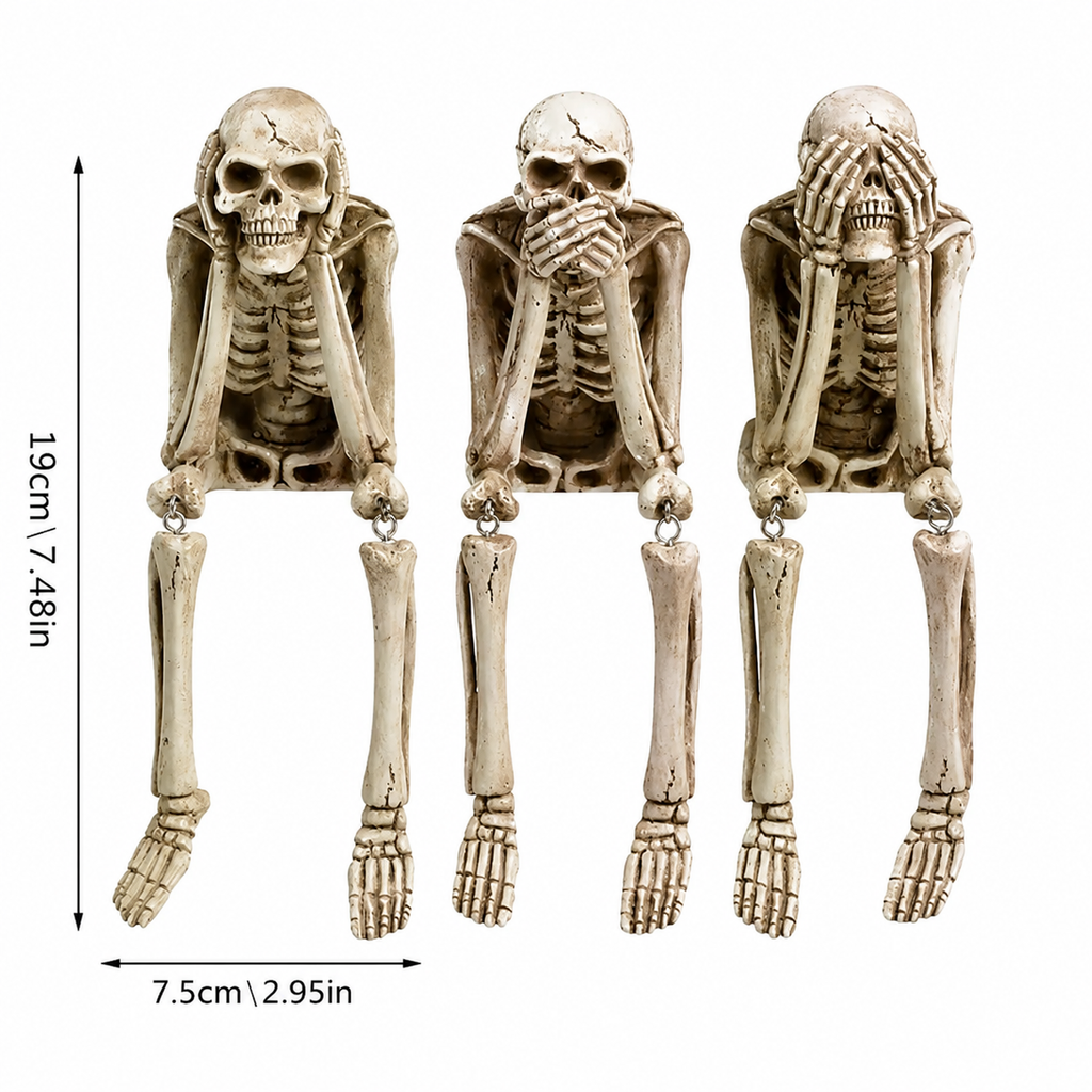 Halloween Skeleton Decor Resin Figurine Shelf Sitter for Tabletop Display
