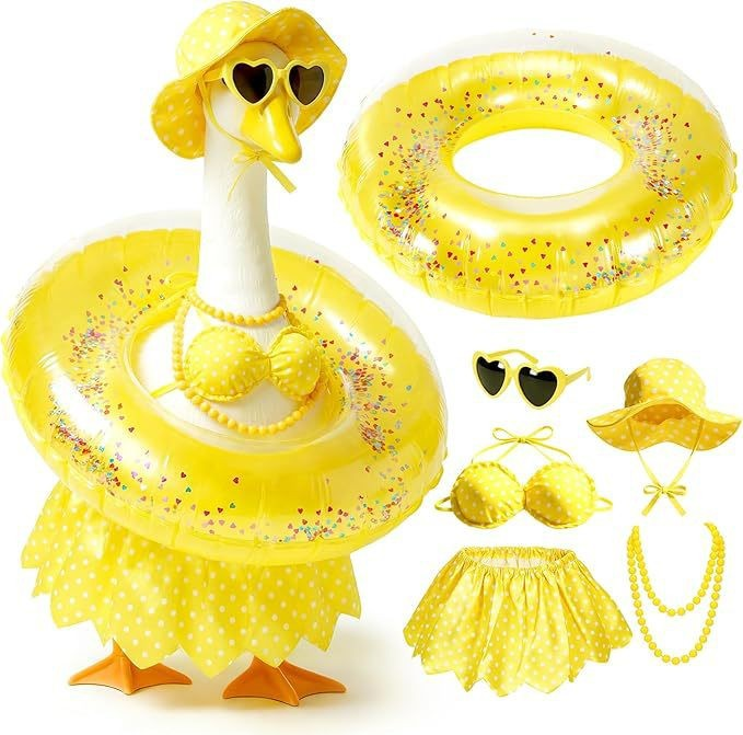 Hawaiian Style Goose Decorative Set with Accessories for Patio Decor
