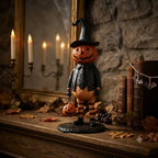 Halloween Figurine, Pumpkin Witch Lantern Statue for Tabletop Decor