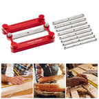 Center marking gauge set with interchangeable measuring bars for woodworking layout and hole positioning